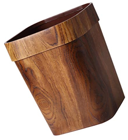 Zerodeko Carré Poubelle Bureau Déchets Papier Corbeille Bin Rustique Grain De Bois Motif Poubelle Poubelle Pour La Maison Cuisine Chambre Bureau 14 L