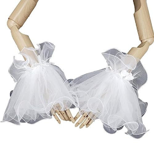 Hyclam Bracelets élastiques pour mariée en forme de cloche, charmantes fausses manches amovibles pour fête de mariage, poignets en dentelle blanche pour femme Poignets amovibles pour femme
