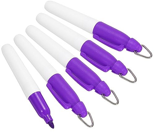 PATIKIL Mini Segnalatori Indelebili, 5pz Cancella Secco Penna con Portachiavi Clip per Ufficio Riunioni Attività Esterni, Viola