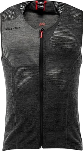 ALPINA PROLAN MEN VEST - Flexibler, Atmungsaktiver & Individuell Einstellbarer Rückenprotektor aus Schafswolle Für Herren - dark grey - L