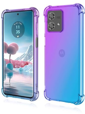GOKEN Cover per Motorola Edge 40 Neo, Silicone TPU a Gradiente Colori Custodia, Soft Rubber Protettiva Case, Antiurto Antiscivolo Protezione Shell, Viola/Blu