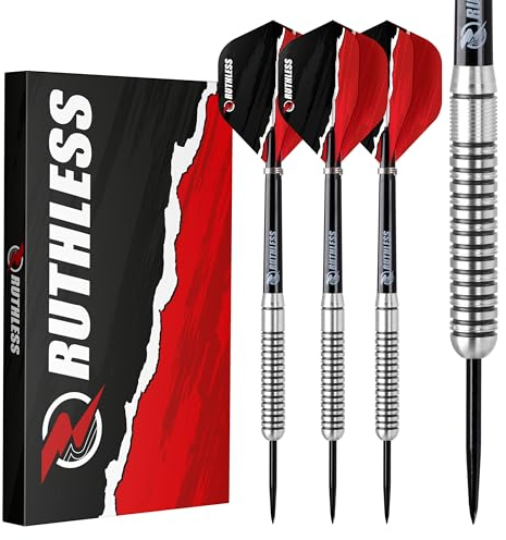 RUTHLESS Ranger I Professionelles Dart-Set mit Wolfram-Stahlspitze, 22 g und 24 g, mit Flights und Schäften (22 g)
