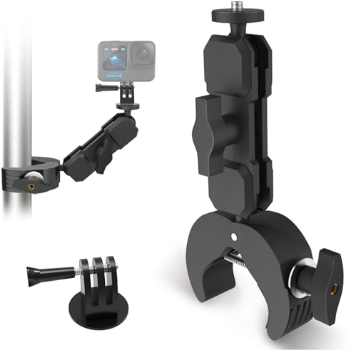 Upgrade Super Clamp mit Dual Kugelkopf Magic Arm, Super Klammer, Kamerahalterung Klemme mit 1/4 Gewinde, Action Kamera Mount Adapter für GoPro Insta360 X4 X5 GoPro Hero 13 12 11 Black Halterung