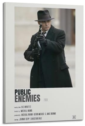 greb Filmposter Public Enemies, Raumdekoration, ästhetisches Poster, künstlerisches Poster für Schlafzimmer, Wohnzimmer, Wände, 50 x 75 cm, Rahmenstil