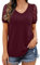 IWOLLENCE Short Sleeve Tops for Women UK Going Out Womens Blouses V-Neck Ladies Dressy Lace Sleeve T Shirts (Wine Red, X-Large)