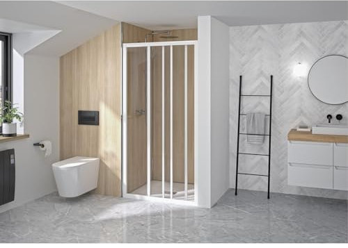Paroi de douche 2 volets coulissants et 1 fixe SUPRA largeur 1,20m hauteur 1,90m profilé blanc verre sécurit épaisseur 5mm transparent