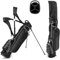LIFEZEAL Golftasche, Tragbare Golfschlägertasche mit 4-fachen Trennwänden, Golf Stand Bag mit Verstellbarer Schultergurte, Leichte Standtasche für Herren & Frauen, Schwarz (Schwarz)