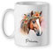 Mug cheval tasse aquarelle floral Personnalisé avec votre prénom cadeau personnalisable cavalière chevaux poney Noël anniversaire équestre