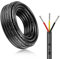 10M/32.8ft 12V Low Voltage Wire, Outdoor Landscape Lighting Cable, 3*0.75mm² Conductor Extension Cable, 18AWG Electrical Cord Red & Black Tinned Copper Hookup Wire Kit, 3 Core with Black Reel Package