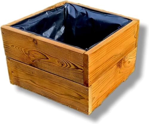 FKL DESIGN Home Deco Pflanzkasten aus Holz Pflanzkübel für GartenTerrasse Holzkasten Holzkübel Imprägniert D26 (Teak, 40 x 40 x 28 cm)
