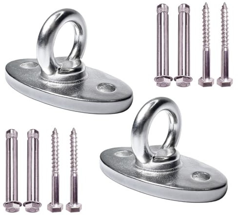 XENVIO Deckenhaken Schwerlast Ultrastark SUS-304 Feste Halterung U-Typ 2er Set - Hält sicher bis zu 1270 kg - Ideal für Hängesessel, Hängematte, Boxsack - Holz- oder Betoninstallation