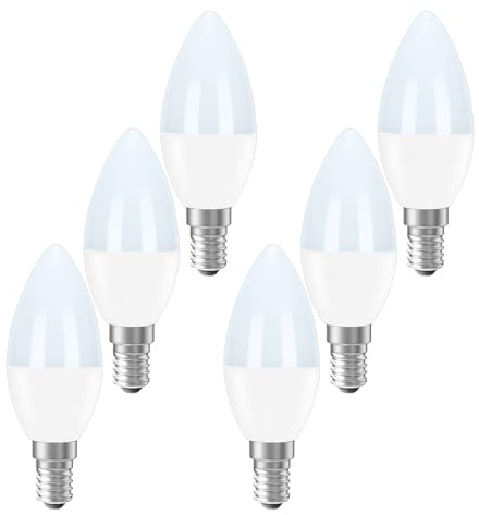 PureShine SES E14 Led Light Bulb Cool White, Small Edison Screw,40W Equivalent,5 Watt 470LM,6000K, Energy Saving Lightbulbs, Pack of 6