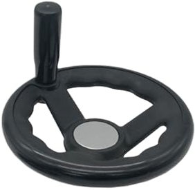 Black Round Hand Wheel with Revolving Handle, 100mm Power Lathe 3 Spoke Replacement Handle for Lathe Milling Machine