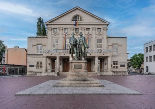 CALVENDO Poster 59,4 x 42,0 cm Querformat Goethe und Schiller Denkmal vor den Nationaltheater Weimar.| Bilder, Kunstdruck, Wandbild, Wanddeko, Prints ohne Rahmen