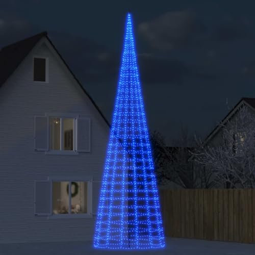 Willood LED-Weihnachtsbaum für Fahnenmast Lichterkette Weihnachtsdekoration Außen LED Beleuchtung 3000 LEDs Blau 800 cm
