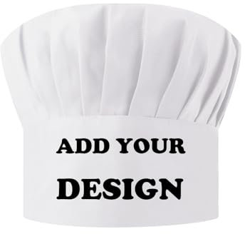 TopTie Gorro de Chef con impresión Personalizada para Hombres y Mujeres Banda elástica Ajustable Gorro de Chef para cocinar y Hornear Texto y Logotipo Impresos