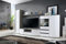 Generisch Moderne Wohnwand ONT mit LED-Beleuchtung, 300x184x48cm, Push-to-Open-Funktion, San Remo/Weiß Hochglanz