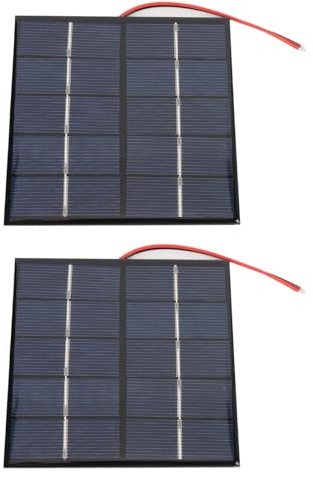 2 Solarmodule, 5 V, 1,2 W, 0,00 x 1,00 mm, Polysilizium Solarzellen Lademodul, Solar Bausatz mit Kabel, kleines Solarmodul für Solarlicht, Handy Ladegerät, Taschenlampe