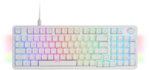 Mars Gaming MKPRO, Teclado Mecánico Gaming Completo, RGB Chroma, Switches Hot-Swap Mecánicos, Antighosting, Rueda de Control, Software Avanzado, Multiplataforma, Switch Silent, US, Blanco