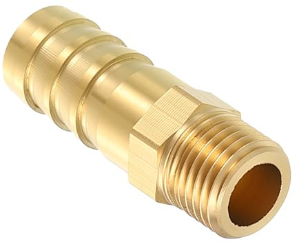 Kozelo Pack of 1 Brass Hose Barb Fittings Adapter Connector 10mm Hose Barb to M10x1 Male Fittings for Home Machines, Massage Bathtubs, and Irrigation Systems