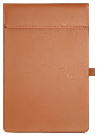 PATIKIL A4 Briefblock Aus PU Leder 345x240mm Business Magnet Ordner Mit Stiftetui Organizer Büroordner Schreibtischunterlage Stil 2 Orange
