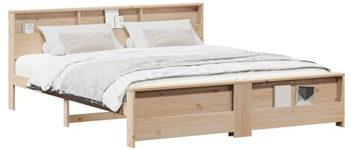 vidaXL Bed Frame with Headboard Brown 180 x 200 cm Engineered Wood, Modern Pine Wood Platform Bed Frame, Sturdy Minimalist Design, Quality Bedroom Furniture for Functional and Stylish Use