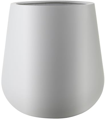 amei Der Bauchige Pflanzentopf Gross ⌀ 33 cm (Grau) – Blumen Kübel in edler Optik – Handgefertigter Pflanzen Kübel aus robustem Stonefiber – Witterungsbeständig und langlebig