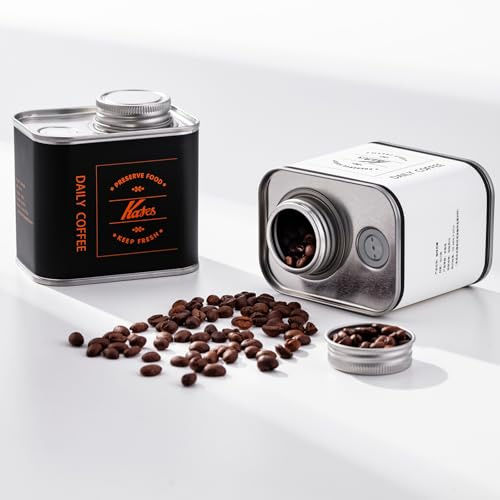 ISHEWUDU Airtight Coffee Container 2-Pack with Valve Seal Technology, Portable Coffee Bean Storage Canister for Home & Travel, Keep Coffee, Tea, Nuts Fresh (Black & White)
