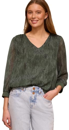 Street One Studio Damen Langarm Bluse mit V-Neck aus Chiffon