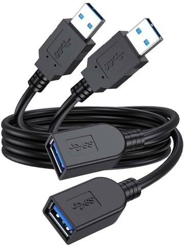 USB Extension Cable 3ft 2 Pack, USB 3.0 Extender Cord 5Gbps Data Transfer