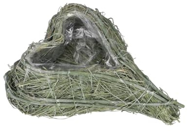 Natur Herz Maria Pflanzschale, Herzform, Grün, Heu und Rattan, 20 x 15 x 4 cm, Dekoschale für alle Jahreszeiten