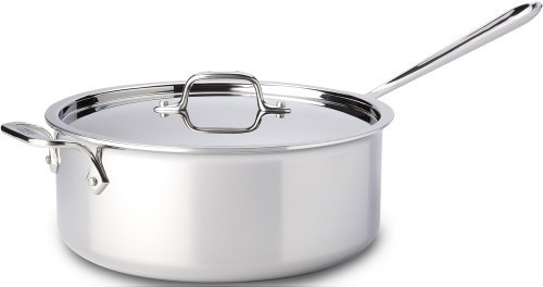 All-Clad D3 3-lagige Edelstahl-Sauté-Pfanne, 6 Quart Induktion, ofenfest, Grillfest, Töpfe und Pfannen, Kochgeschirr, Silber