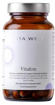 Zita West Vitafem Premium Fertility Supplement for Women - Prenatal Vitamins with Folate for Preconception Support - 60 Capsules (1 Month Supply)