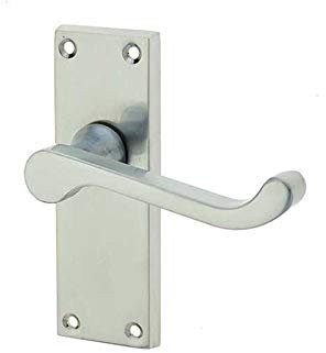 Victorian Scroll Lever Latch Door Handles Satin Chrome 118 x 40mm