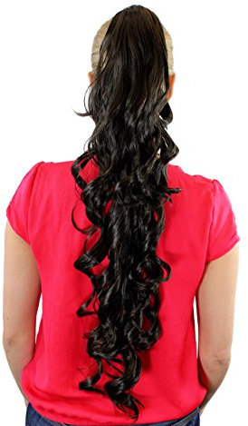 Haarteil Zopf Braun ca. 75cm gewellt Butterfly-Clip Ponytail Extension JL-4017-8