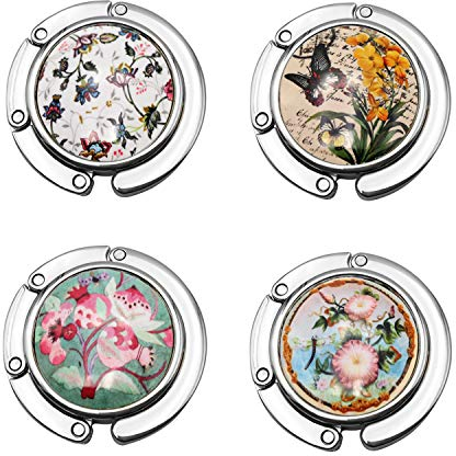 Skyllc® 4 Multicolor Round Folding Heart Bag Handbag Rhinestone Hook Hanger Holder 1.7