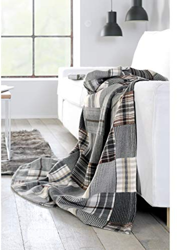 Ibena Jacquard Decke Meisterstück, blau kariert - 140 x 200 cm