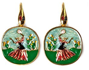 Damen-Ohrringe Isola Bella Cammei Ballerina aus vergoldetem Silber und Emaille