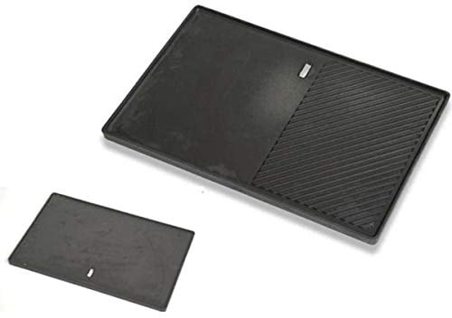 SANTOS Grillplatte/Grillplancha - Gusseisen Wendeplatte 40x48,5cm - zwei Grill-Bereiche - BBQ-Gussplatte - Guss-Plancha für Backofen, Feuer & Grill