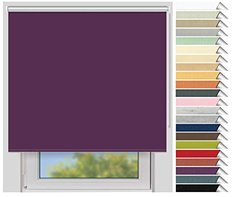 EFIXS Thermorollo Medium - 25 mm Welle - Breiten: 60-240 cm - Höhen bis 240 cm - Hier: 120 cm x 190 cm (Stoffbreite x Höhe) - violett (3016) - Hitzeschutzrollo - Verdunklungsrollo