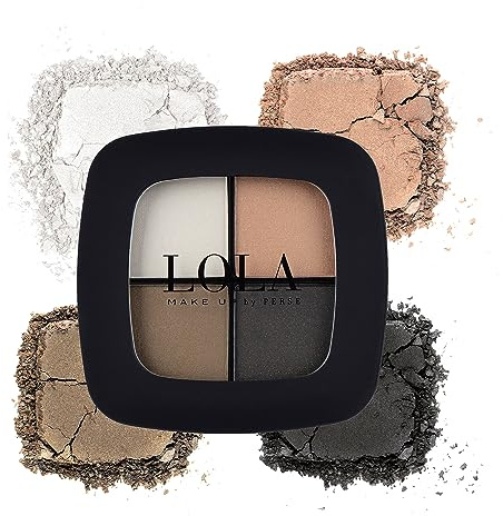 Lola Make Up by Perse Quad Eyeshadow Rich and Intense Colour High Coverage Matte and Satin Eyeshadows Vegan and Cruelty-Free Eye Makeup Palette for All Skin Types (Natural)