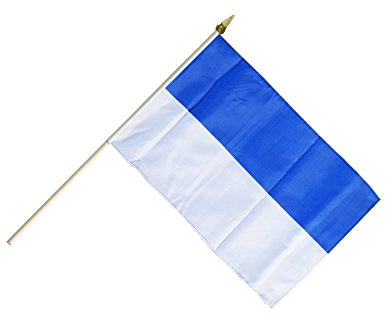 Flaggenfritze Stockflagge Blau-Weiß 30 x 45 cm - handlich zum Schwenken, Dekorieren und Flagge zeigen