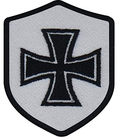 benobler FanShirts4u Aufnäher - EISERNE Kreuz - Wappen - 7 x 5,6cm - Bestickt Flagge Patch Badge Fahne Germany (Schwarze Umrandung)