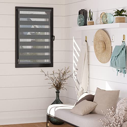 madecostore Day and Night Roller Blind with Matching Chain No Drilling - Charcoal Grey - L 66 x H 190 cm
