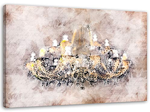 Feeby Bilder Lampe Kronleuchter XXL 120x80 cm Leinwand Bild 1 Teilig Wohnzimmer Schlafzimmer Büro Flur Küche Wandbilder Leinwandbilder Modern Bild auf Leinwand Wanddekoration Design Vintage Braun