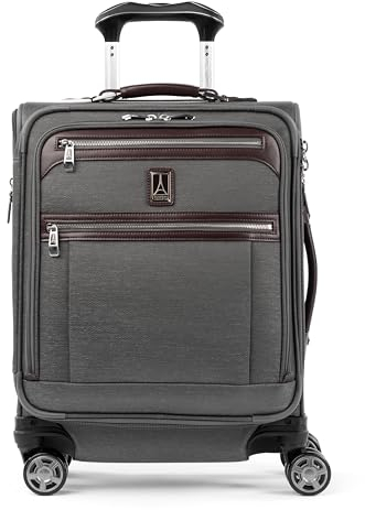 Travelpro Platinum Elite Softside Erweiterbares Gepäck, 8 Räder, Drehkoffer, USB-Anschluss, passend für Laptops bis zu 15 Zoll (38,1 cm), für Männer und Frauen, Business Plus, Vintage Grau, Carry-On