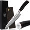 YOUSUNLONG Couteaux de chef Gyuto 8 pouces japonais martelé en acier damas manche en bois de plomb naturel avec étui en cuir