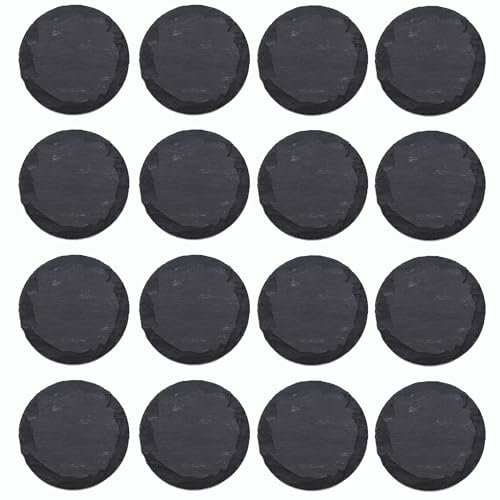 Novaliv Lot de 16 dessous de verre en ardoise I 10 cm I Rond I Dessous de verre pour bougies, plateaux d'ardoise, plateau de service, set de table, tasse à sushi