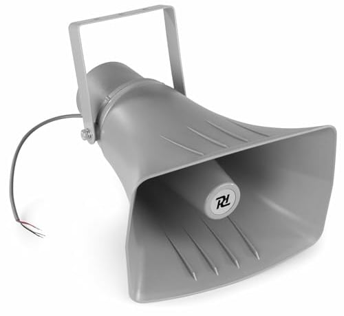 Power Dynamics HS40 - Altavoz de bocina, instalación línea 100 V, suministrado con Soporte de Montaje, Ideal para megafonía en estadios Deportivos o almacenes, 3 potencias de Salida 10W / 20W / 40W