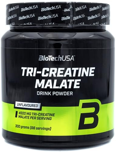 BioTechUSA Tri Creatine Malate | 4500mg Triple Creatine Compound | Gluten Free | for Enhanced Physical Performance in High-Intensity Workouts, 300g
